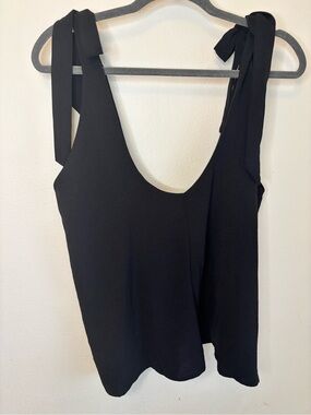 Timing Black Tie-Shoulder Tank Top